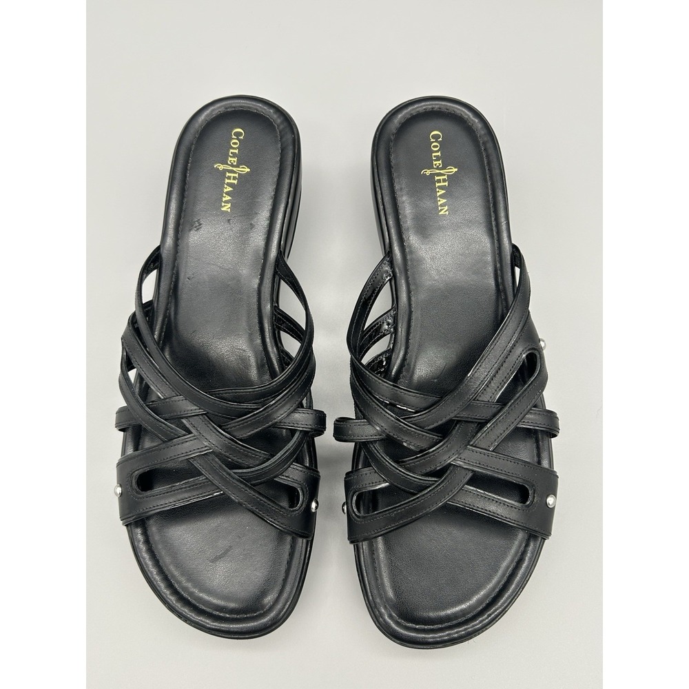 Cole Haan Womens Shoes Air Ezra Size 8 Black Strappy Slide Sandal Pre Owned vq